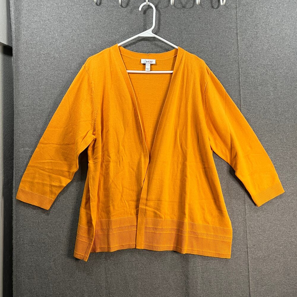 Denim & Co. Open-Front 3/4-Sleeve Cardigan Sweater Cadmium Yellow, X-Large